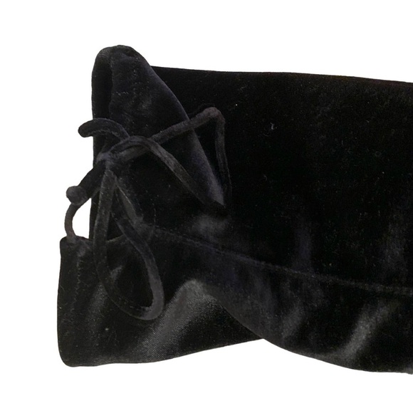 New black velvet thigh high 2” block heel boots drawstring top lightweight 8 - Picture 7 of 16